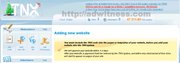 提交你的網站給TNX